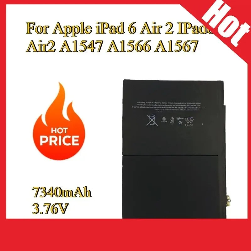 New Replacement Battery 3.76V for Apple IPad 6 Air 2 IPad6 Air2 A1566 A1567 A1547 7340mAh Li-Polymer
New Replacement Battery 3.76V for Apple IPad 6 Air 2 IPad6 Air2 A1566 A1567 A1547 7340mAh Li-Polymer