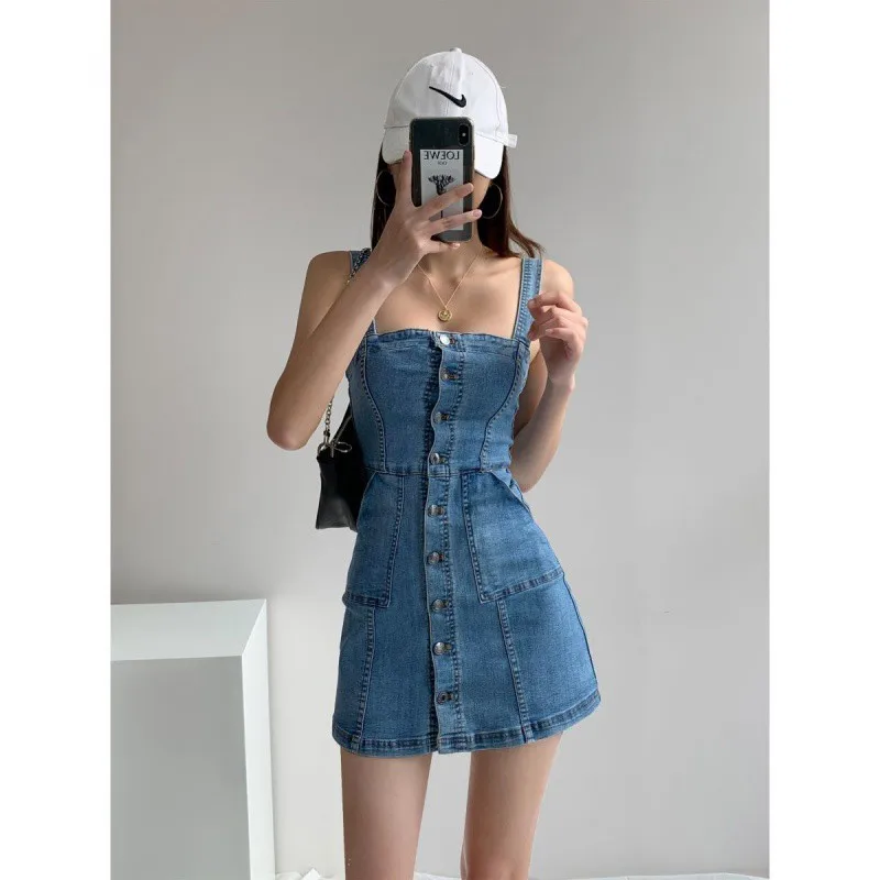 European American Style Ins Retro Denim Dress Women's Summer Thin Strap Skirt Sexy Waist Suspender Hip Short Skirt Bodycon Dress
European American Style Ins Retro Denim Dress Women's Summer Thin Strap Skirt Sexy Waist Suspender Hip Short Skirt Bodycon Dress