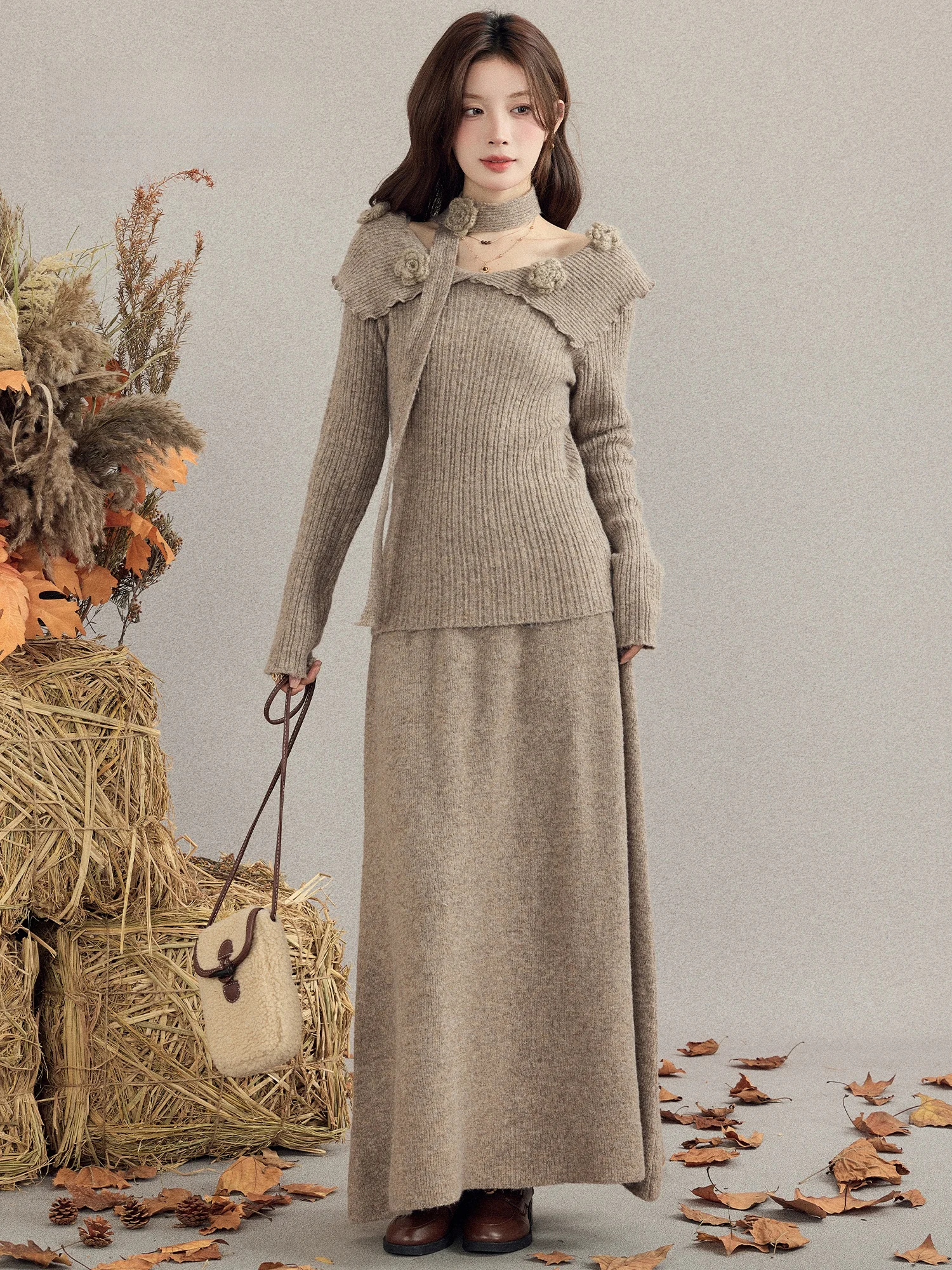 Women's Soft Lazy Knitted Top Long Skirt Set Autumn Winter New Style Inner Wear Base Layer Fashion Set Casual Leisure Scene
Women's Soft Lazy Knitted Top Long Skirt Set Autumn Winter New Style Inner Wear Base Layer Fashion Set Casual Leisure Scene