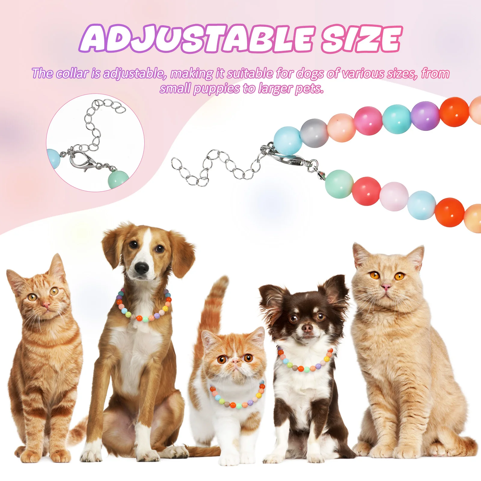 Cute Dog Necklace Collar Pet Jewelry Adjustable Resin Beaded Candy Colored Collar For Small Large Dogs Wedding Party Accessory
Cute Dog Necklace Collar Pet Jewelry Adjustable Resin Beaded Candy Colored Collar For Small Large Dogs Wedding Party Accessory