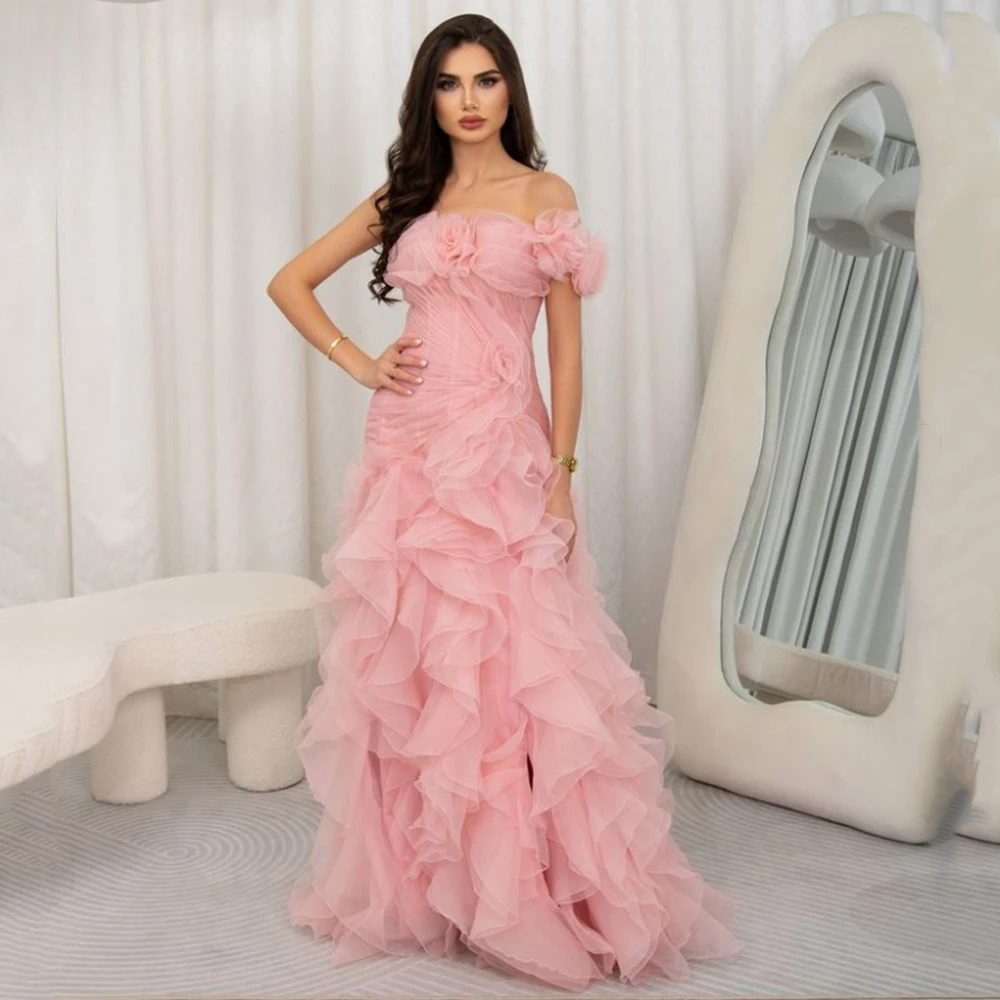 Customized Pink Flower One-Shoulder A-line Ruched Tulle Evening Dresses Pleat Sleeveless Backless Floor Length Party Prom Gowns
Customized Pink Flower One-Shoulder A-line Ruched Tulle Evening Dresses Pleat Sleeveless Backless Floor Length Party Prom Gowns