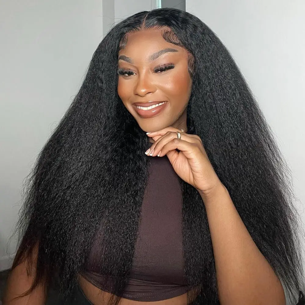 Kinky Straight Lace Front Wigs Human Hair Pre Plucked With Baby Hair 180% Density Yaki Straight 13x4 Transparent HD Glueless Lac 
Kinky Straight Lace Front Wigs Human Hair Pre Plucked With Baby Hair 180% Density Yaki Straight 13x4 Transparent HD Glueless Lac