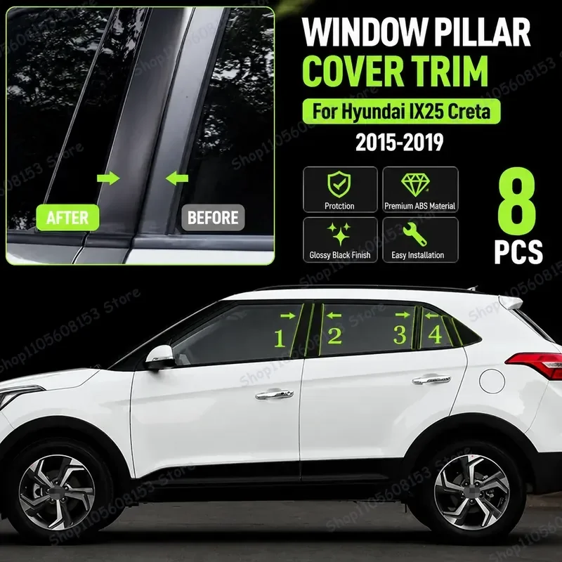 For Hyundai IX25 Creta 2015–2019 Door Window Pillar Trim Protector Black PC Vinyl Sticker Interior Exterior Decoration
For Hyundai IX25 Creta 2015–2019 Door Window Pillar Trim Protector Black PC Vinyl Sticker Interior Exterior Decoration
