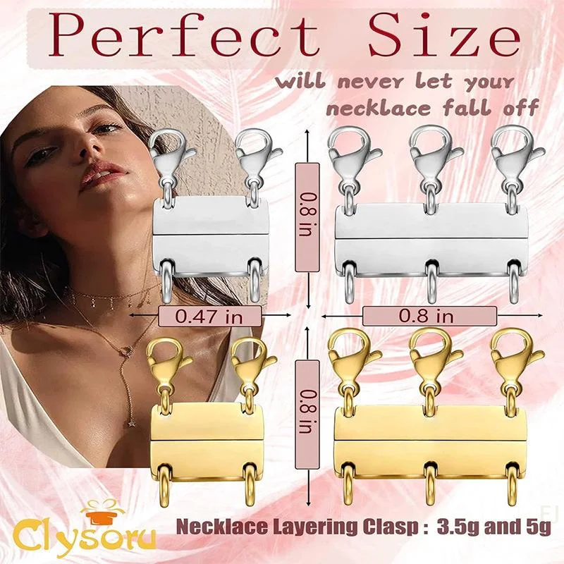 One Piece Magnetic Necklace Clasp for Layered Jewelry, Multi-Strand Separator, Slide Tube Fastener Connector
One Piece Magnetic Necklace Clasp for Layered Jewelry, Multi-Strand Separator, Slide Tube Fastener Connector