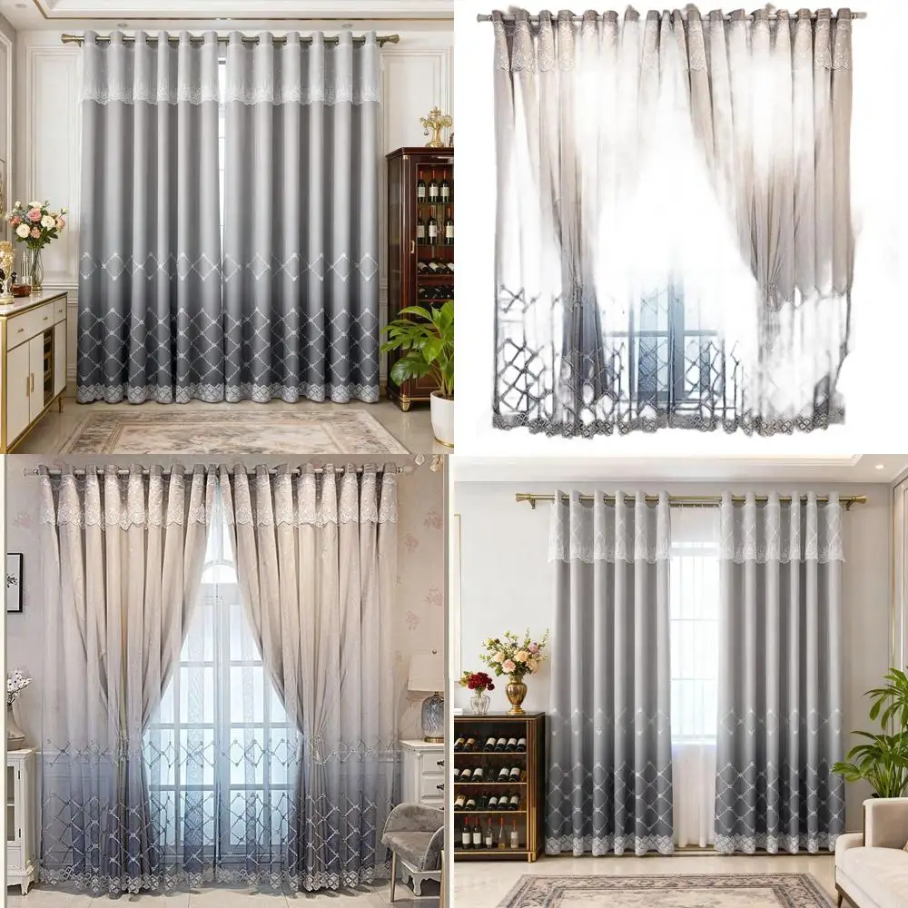 Gradient Diamond Embroidered Double Layer Curtains, 54x84 Inch, Grey for Living Room & Bedroom
Gradient Diamond Embroidered Double Layer Curtains, 54x84 Inch, Grey for Living Room & Bedroom