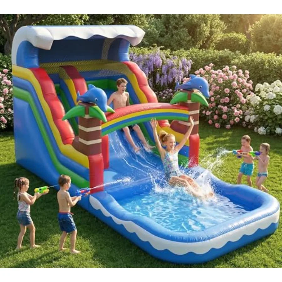 21FT Inflatable Water Slide Bounce House Party Park Outdoor Blue Bouncy Castle with 1100W Blower
21FT Inflatable Water Slide Bounce House Party Park Outdoor Blue Bouncy Castle with 1100W Blower