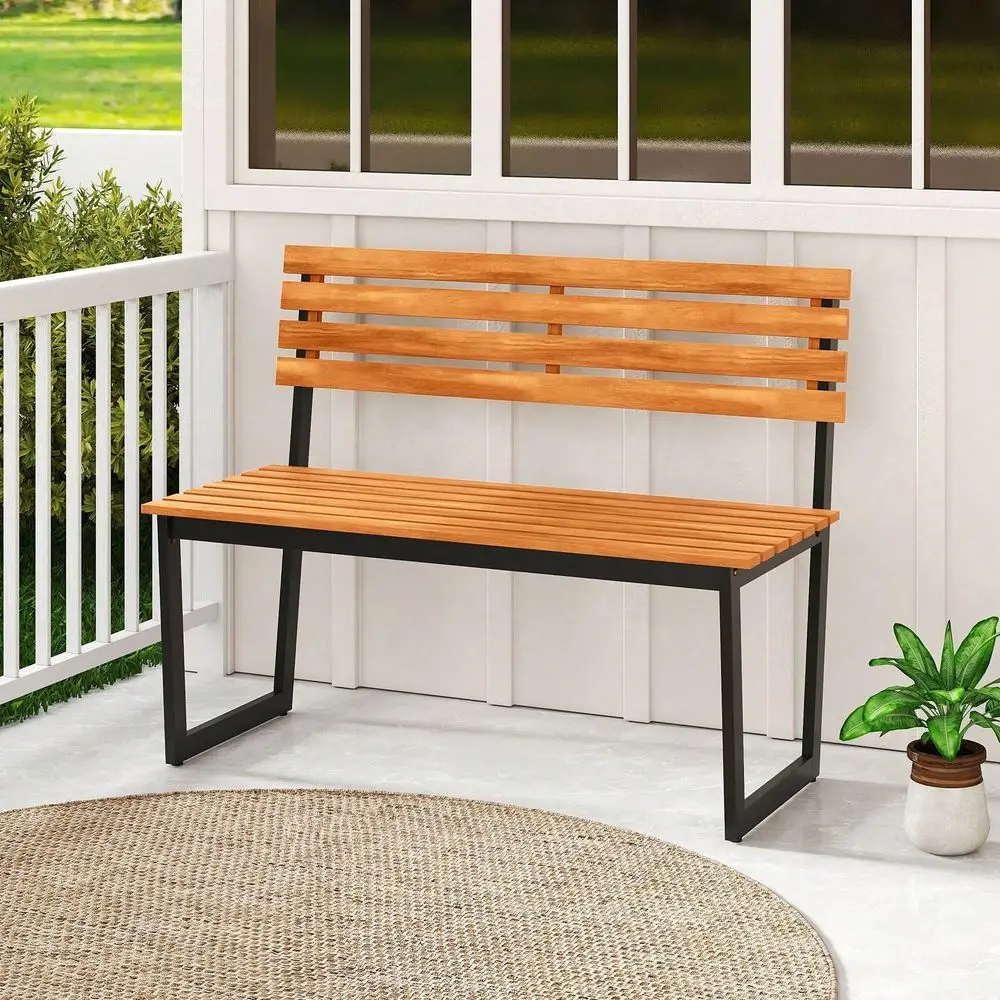 Bench Acacia Wood Patio Loveseat W Backrest Heavy Duty Metal Frame Black
Bench Acacia Wood Patio Loveseat W Backrest Heavy Duty Metal Frame Black