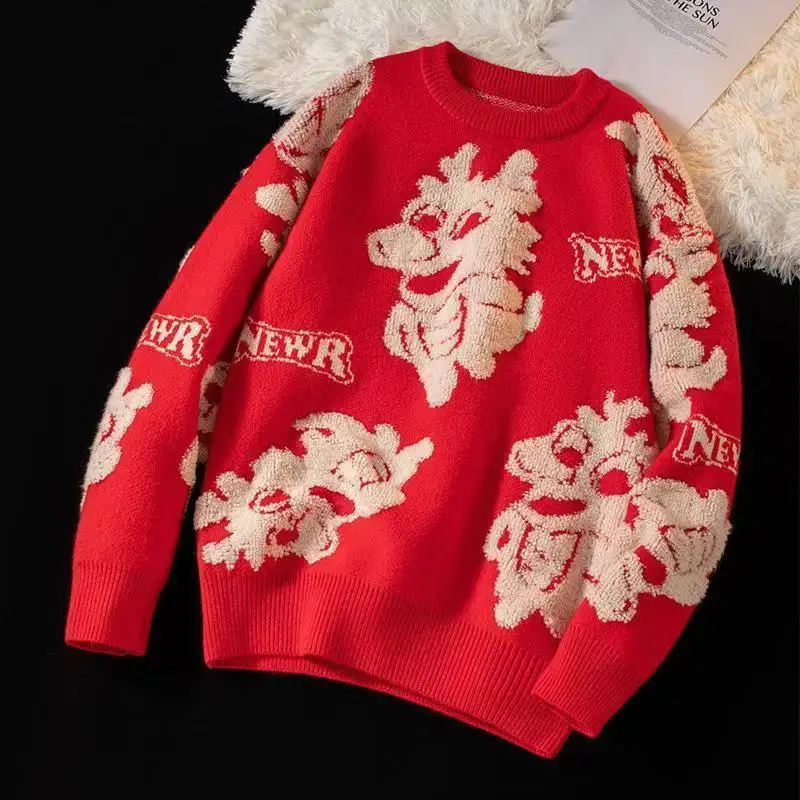 Christmas Dragon Jacquard Sweater Women Jumper Long Sleeve Knitted Sweater Winter New Year Pullover Tops Korean Fashion Sweaters
Christmas Dragon Jacquard Sweater Women Jumper Long Sleeve Knitted Sweater Winter New Year Pullover Tops Korean Fashion Sweaters