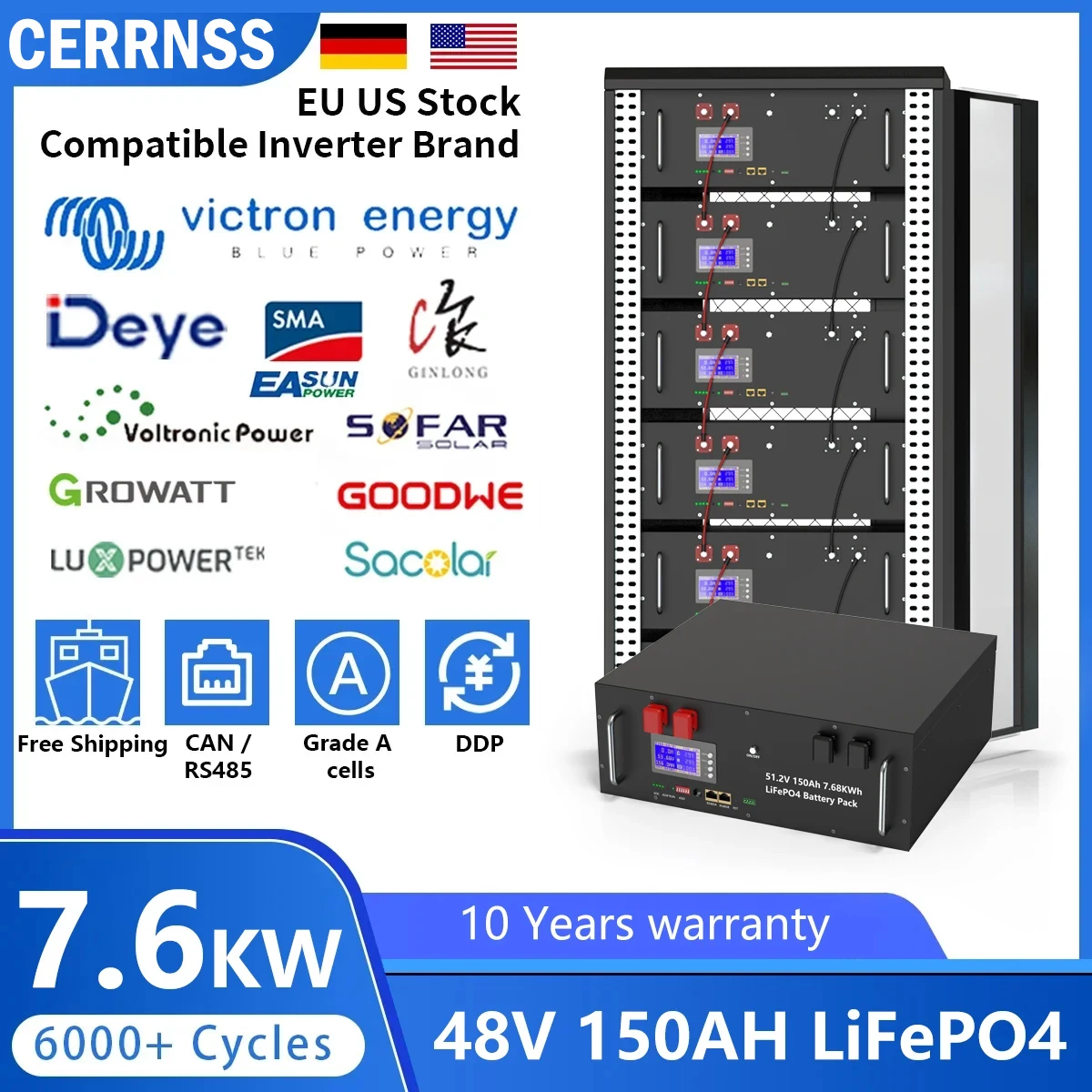 Аккумуляторная батарея LiFePO4, 48 В, 51,2 а/ч, 6000 а/ч, 50 а/ч 
Аккумуляторная батарея LiFePO4, 48 В, 51,2 а/ч, 6000 а/ч, 50 а/ч