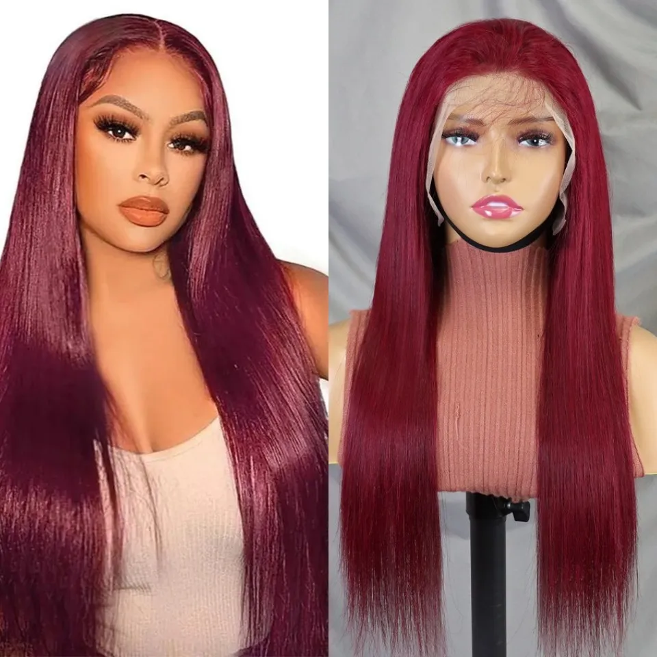 Straight Lace Human Hair 13x4 HD Transparent Lace front Red Wig Brazilian Human Hair 99J Burgundy Colored Wig 200% Density
Straight Lace Human Hair 13x4 HD Transparent Lace front Red Wig Brazilian Human Hair 99J Burgundy Colored Wig 200% Density