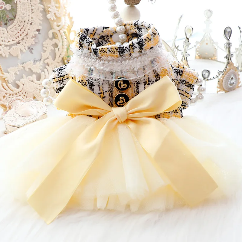 2025 New Puppy Dog Cats Clothing Fashion Elegant Yellow Lace Bow Tutu Princess Dress For Small Medium Dog Poodle Pet Dog Clothes
2025 New Puppy Dog Cats Clothing Fashion Elegant Yellow Lace Bow Tutu Princess Dress For Small Medium Dog Poodle Pet Dog Clothes