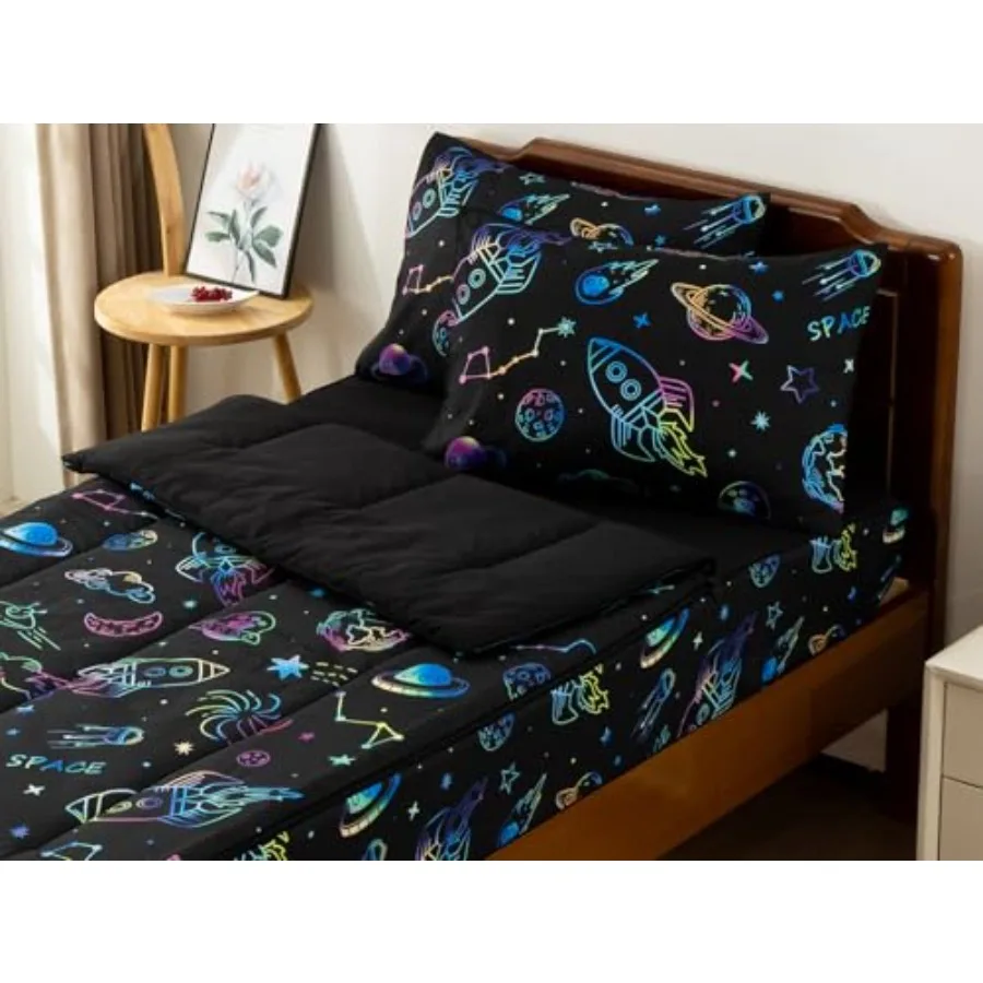 Space Theme Durable Zipper Bedding Sheets and Universe Galaxy Comforter with Stars and Solar System, Bed in a Bag, Easy to Make
Space Theme Durable Zipper Bedding Sheets and Universe Galaxy Comforter with Stars and Solar System, Bed in a Bag, Easy to Make