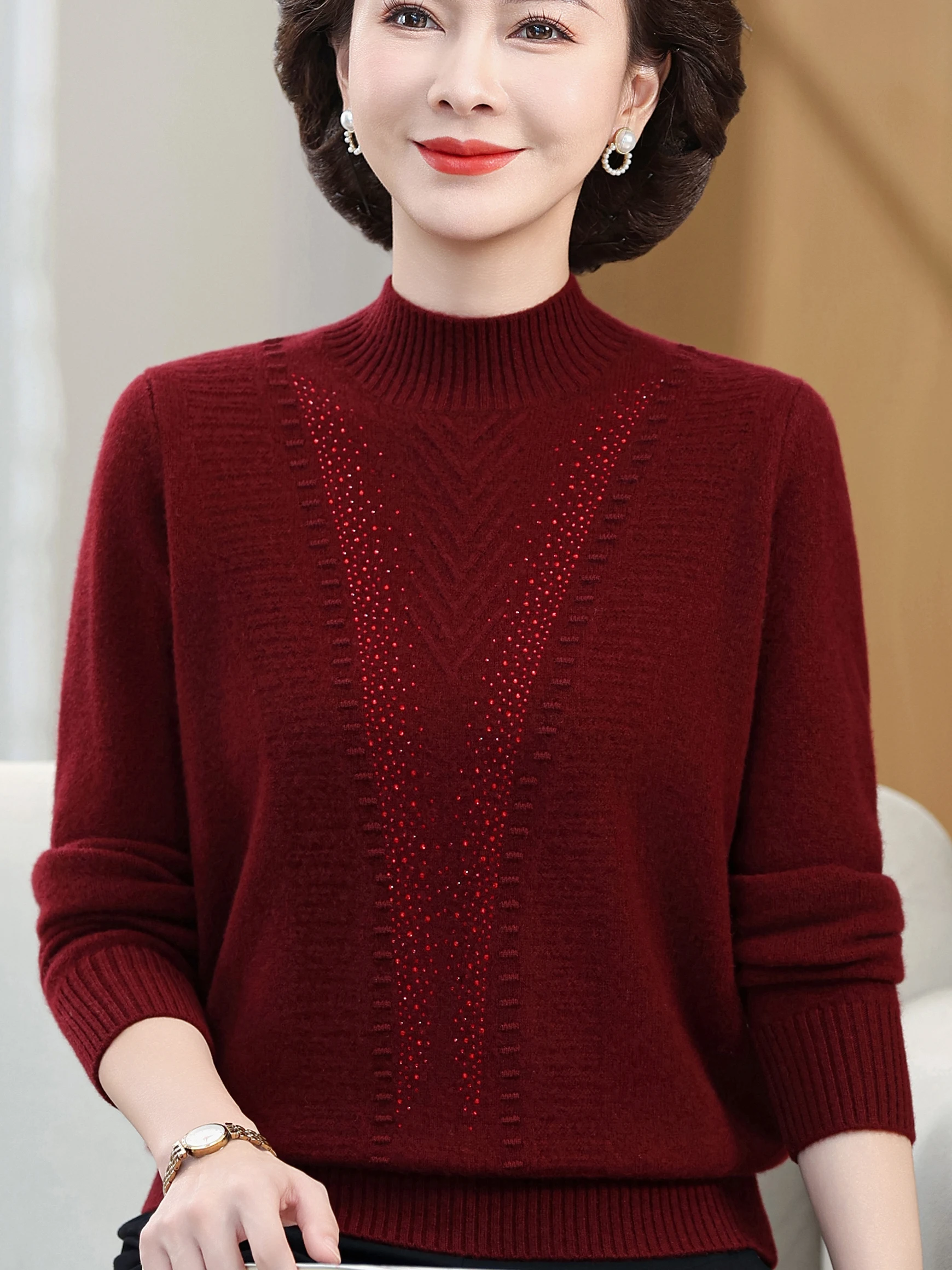 Thiened, шерстяной вязаный свитер, женский модный воротник с высоким воротником, осень-зима, теплый базовый слой для среднего возраста...
Thiened, шерстяной вязаный свитер, женский модный воротник с высоким воротником, осень-зима, теплый базовый слой для среднего возраста...