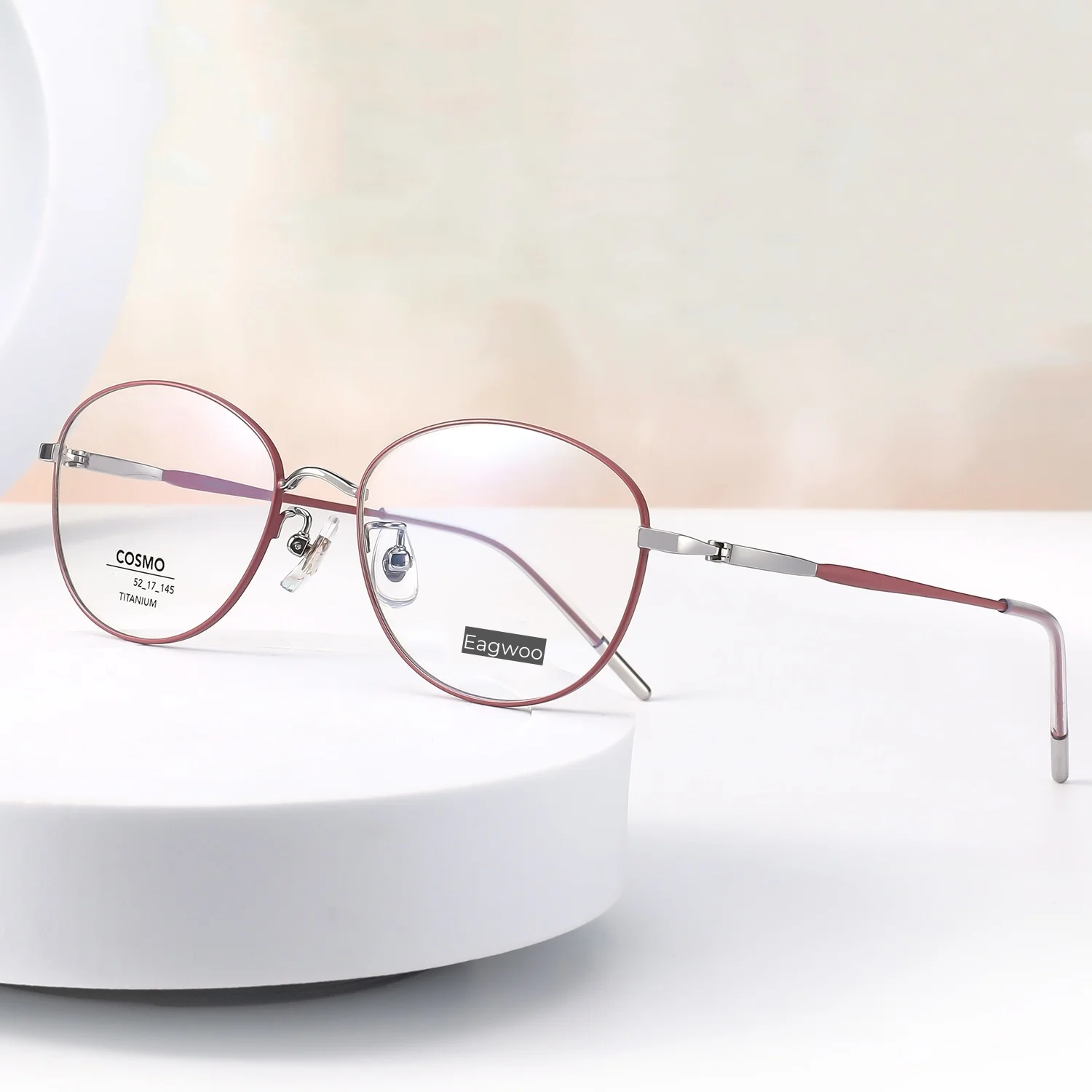 Pure Titanium Eyeglasses Women Glasses Full Rim Spectacle Elegant Pink Silver Color Medium Size Oval Shaped
Pure Titanium Eyeglasses Women Glasses Full Rim Spectacle Elegant Pink Silver Color Medium Size Oval Shaped
