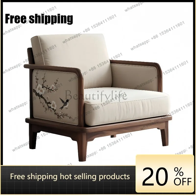 YJ new Chinese solid wood sofa chair single chair flower and bird picture printed black walnut
YJ new Chinese solid wood sofa chair single chair flower and bird picture printed black walnut