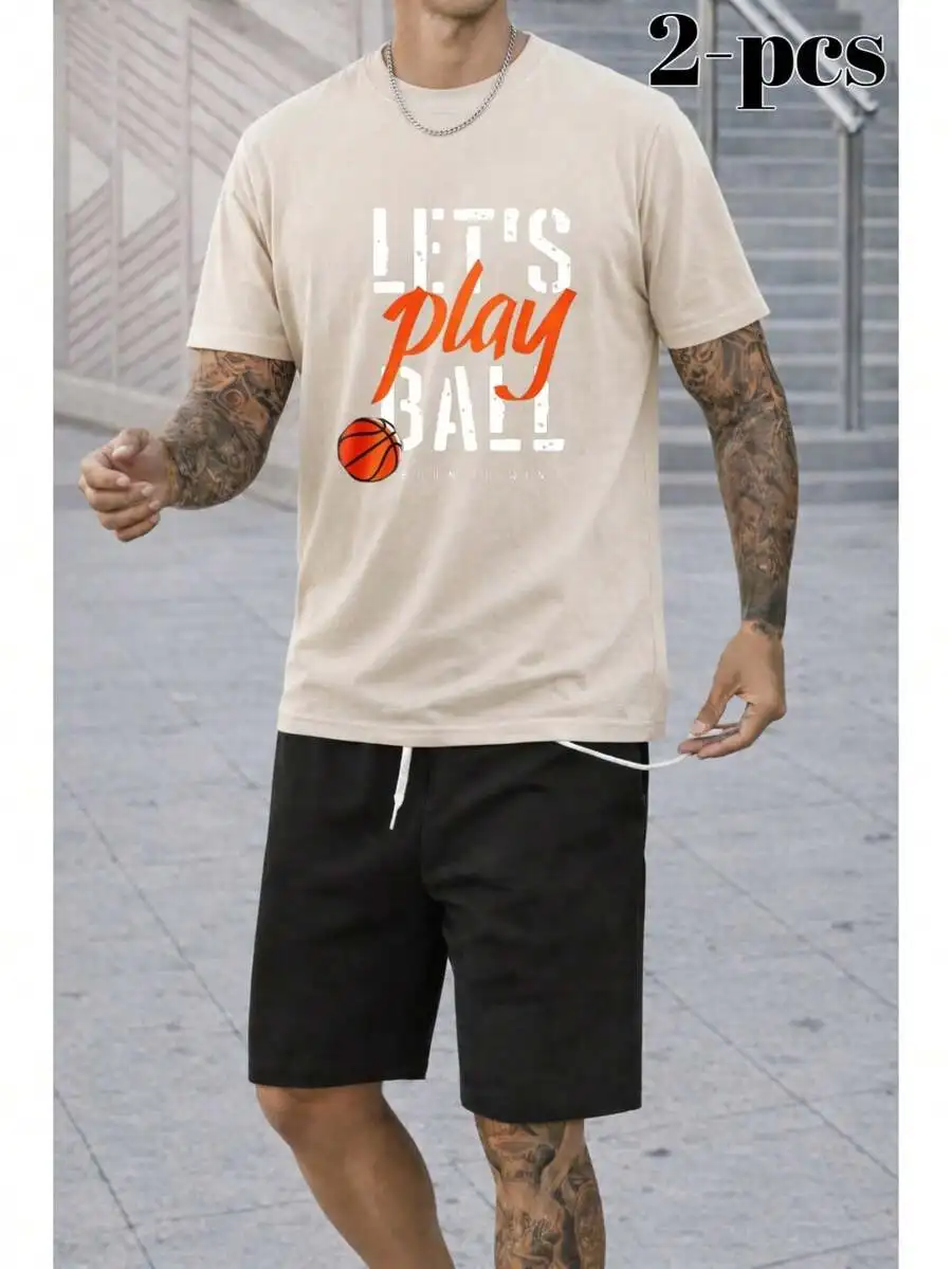 Men Basketball Print T-Shirt And Shorts Set Casual Summer Outfit With Pockets
Men Basketball Print T-Shirt And Shorts Set Casual Summer Outfit With Pockets