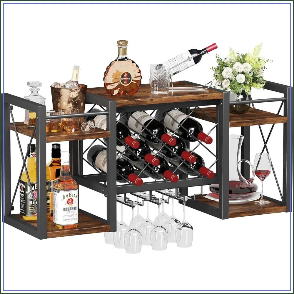 Wall Mounted Wine Rack with Glass Holder, Wood-Metal Retro Bar Shelf for Kitchen Dining Room Home Bar
Wall Mounted Wine Rack with Glass Holder, Wood-Metal Retro Bar Shelf for Kitchen Dining Room Home Bar