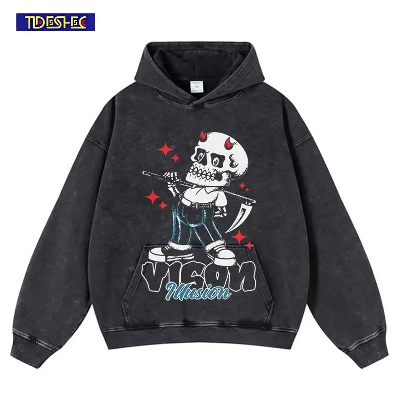 Vintage Hip Hop Harajuku Punk Skull Print Trend Stretwear Sweatshirt Washed Hoodie Streetwear Oversized Loose Hooded Pullover
Vintage Hip Hop Harajuku Punk Skull Print Trend Stretwear Sweatshirt Washed Hoodie Streetwear Oversized Loose Hooded Pullover