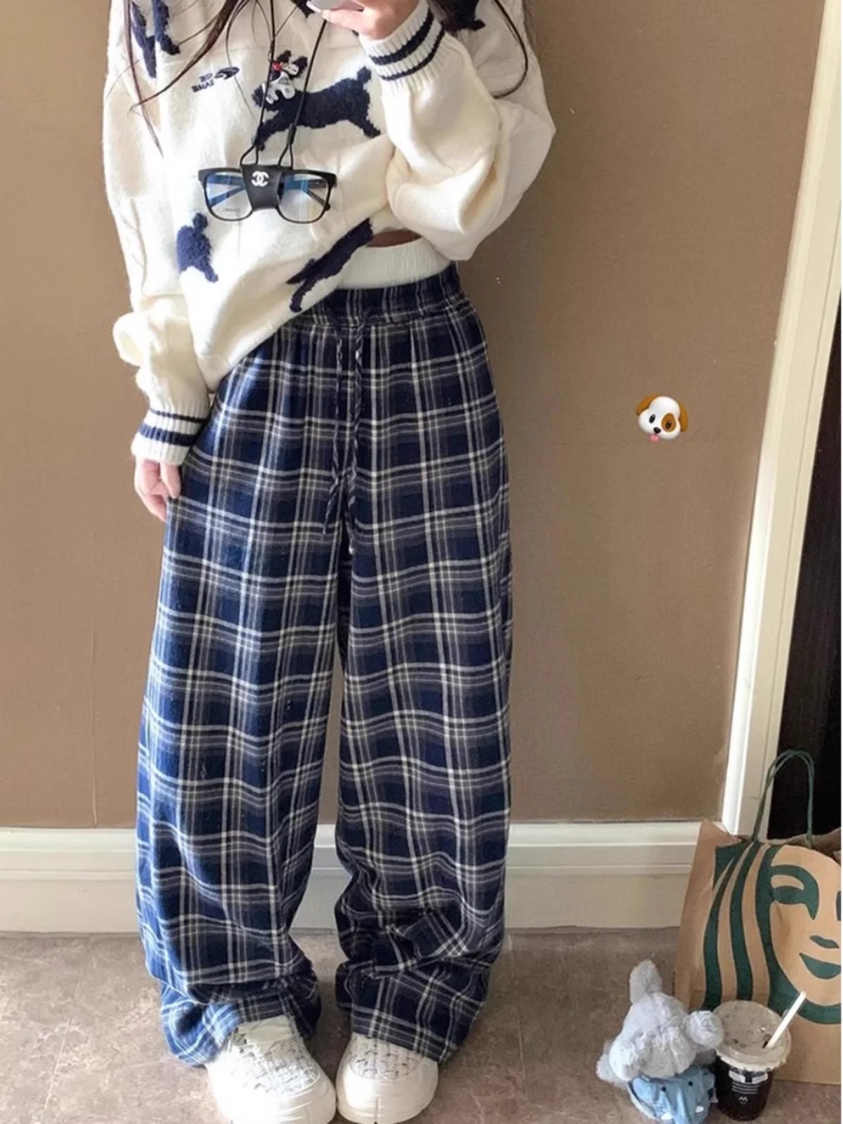 High Waist Wide Leg Pants Women's Plaid Sporty Straight Cut Trousers Color Block Design Korean Style Commute Long Pants
High Waist Wide Leg Pants Women's Plaid Sporty Straight Cut Trousers Color Block Design Korean Style Commute Long Pants