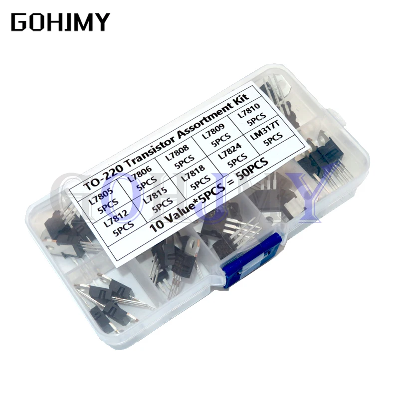 10 значений * 5 шт. = 50 шт. LM317T L7805 L7806 L7808 L7809 L7810 L7812 L7815 L7818 L7824 Ассортимент транзисторов Коробка регулятора напряжения
10 значений * 5 шт. = 50 шт. LM317T L7805 L7806 L7808 L7809 L7810 L7812 L7815 L7818 L7824 Ассортимент транзисторов Коробка регулятора напряжения