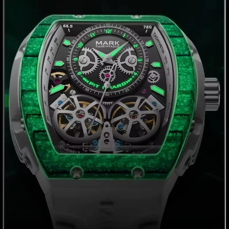 Mark Fairwhale Men Automatic Watch Luxury Carbon Fiber Bezel Tonneau Mechanical Wristwatch Luminous Skeleton Double Tourbillon
Mark Fairwhale Men Automatic Watch Luxury Carbon Fiber Bezel Tonneau Mechanical Wristwatch Luminous Skeleton Double Tourbillon