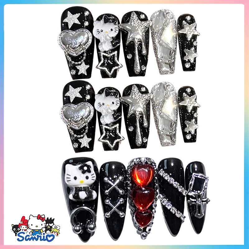 41 Style Sanrios Hello Kitty Wearing Armor Heavy Metal Series Metal False Nail Anime Cartoon Reusable Black Manicure Girl Gift
41 Style Sanrios Hello Kitty Wearing Armor Heavy Metal Series Metal False Nail Anime Cartoon Reusable Black Manicure Girl Gift