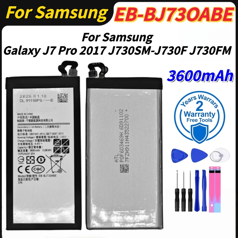 battery EB-BJ730ABE 3600mAh For Samsung Galaxy J7 Pro 2017 J730SM-J730F J730FM Replace the phone battery
battery EB-BJ730ABE 3600mAh For Samsung Galaxy J7 Pro 2017 J730SM-J730F J730FM Replace the phone battery