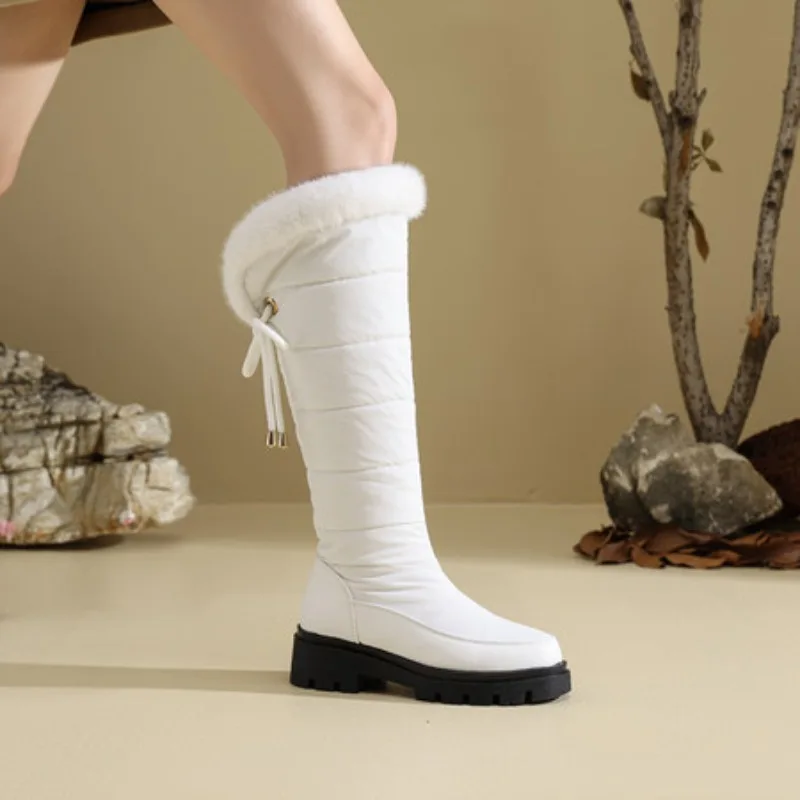 White Waterproof Knee High Snow Boots Women Thick Fur Black Down Travel Party Lady Lace-up Wedge Platform Heels Long Rain Boots
White Waterproof Knee High Snow Boots Women Thick Fur Black Down Travel Party Lady Lace-up Wedge Platform Heels Long Rain Boots