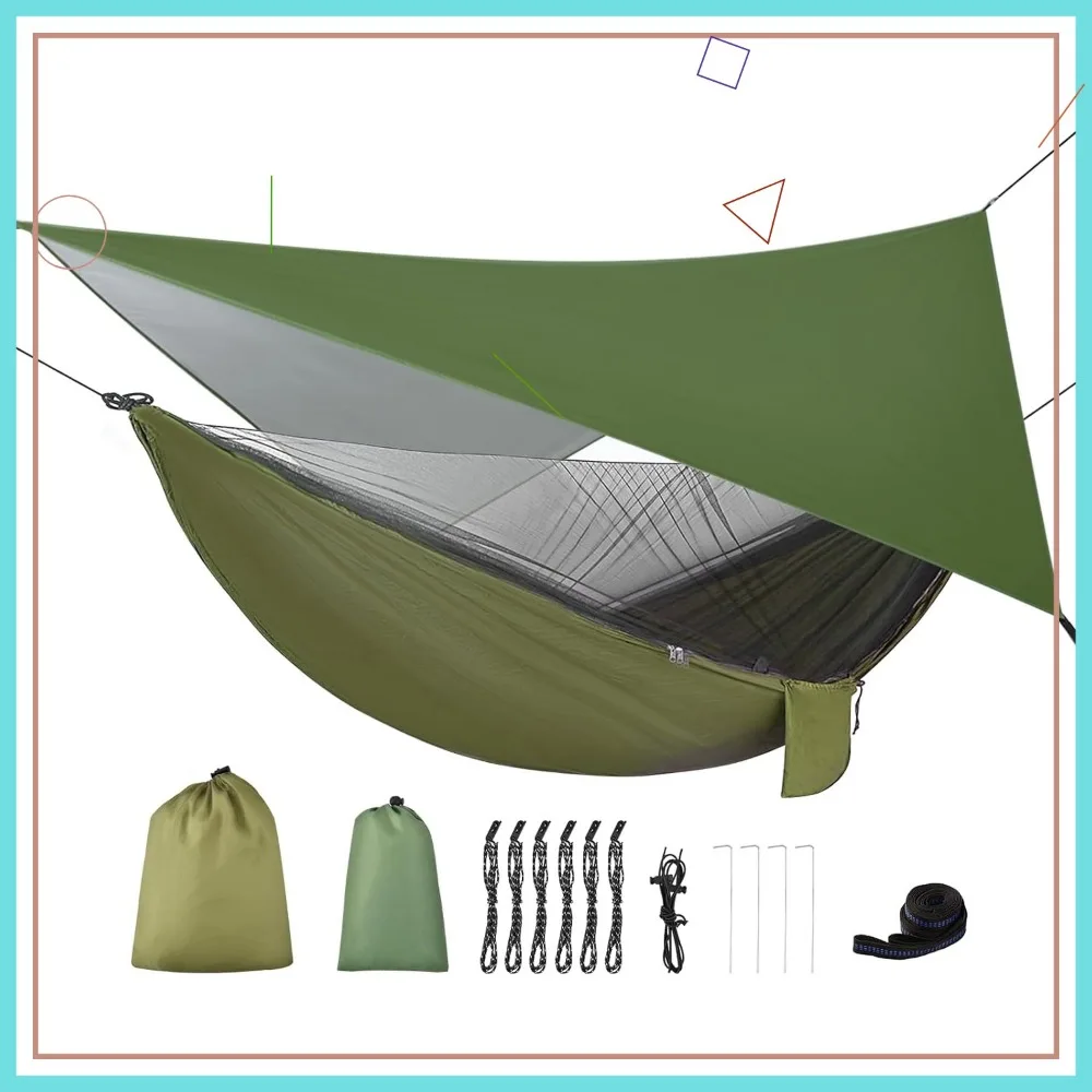 Портативный гамак для кемпинга с москитной сеткой и дождевиком, легкий нейлоновый парашютный дизайн для походов на открытом воздухе, путешествий с рюкзаком
Портативный гамак для кемпинга с москитной сеткой и дождевиком, легкий нейлоновый парашютный дизайн для походов на открытом воздухе, путешествий с рюкзаком