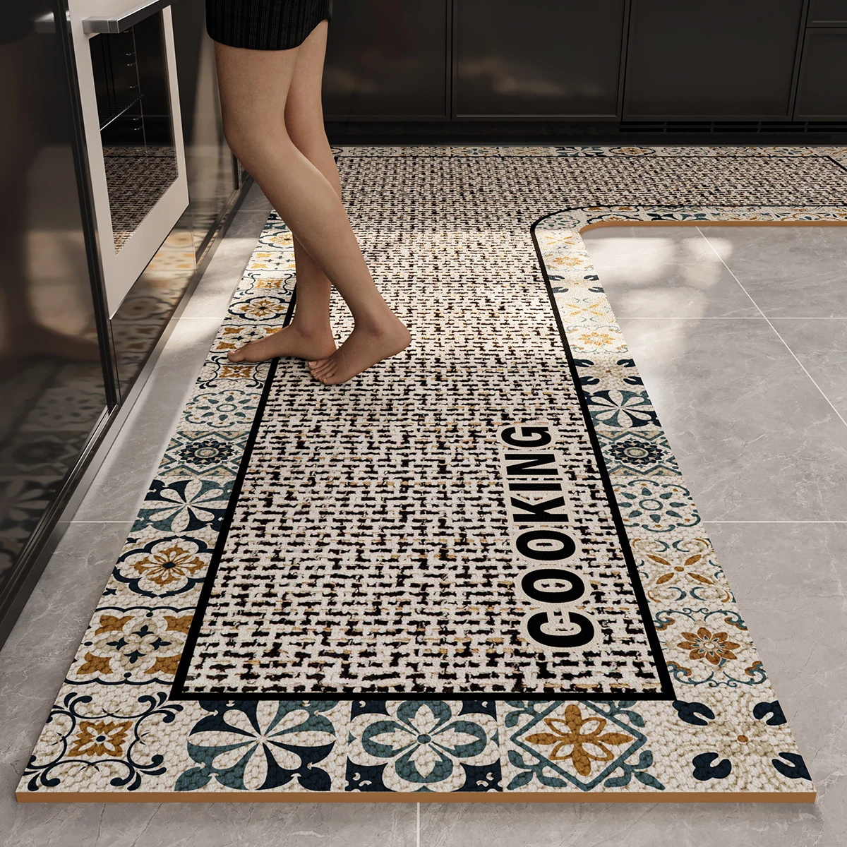 Retro Kitchen Carpet L-shaped Corner Rugs Non-slip Floor Mats PVC Waterproof Oil-proof Washable Carpet Alfombras De Cocina 주방매트
Retro Kitchen Carpet L-shaped Corner Rugs Non-slip Floor Mats PVC Waterproof Oil-proof Washable Carpet Alfombras De Cocina 주방매트