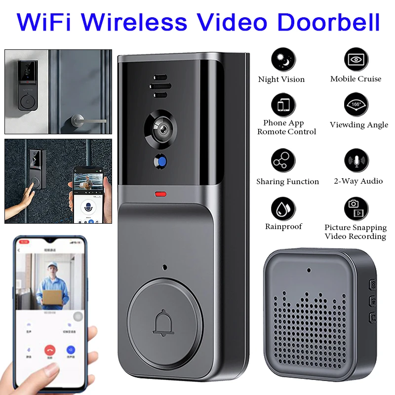 Tuya Smart Video Doorbell Two-Way Intercom Wireless Wifi Remote Control HD Infrared Night Vision Home Surveillance Door Bell
Tuya Smart Video Doorbell Two-Way Intercom Wireless Wifi Remote Control HD Infrared Night Vision Home Surveillance Door Bell