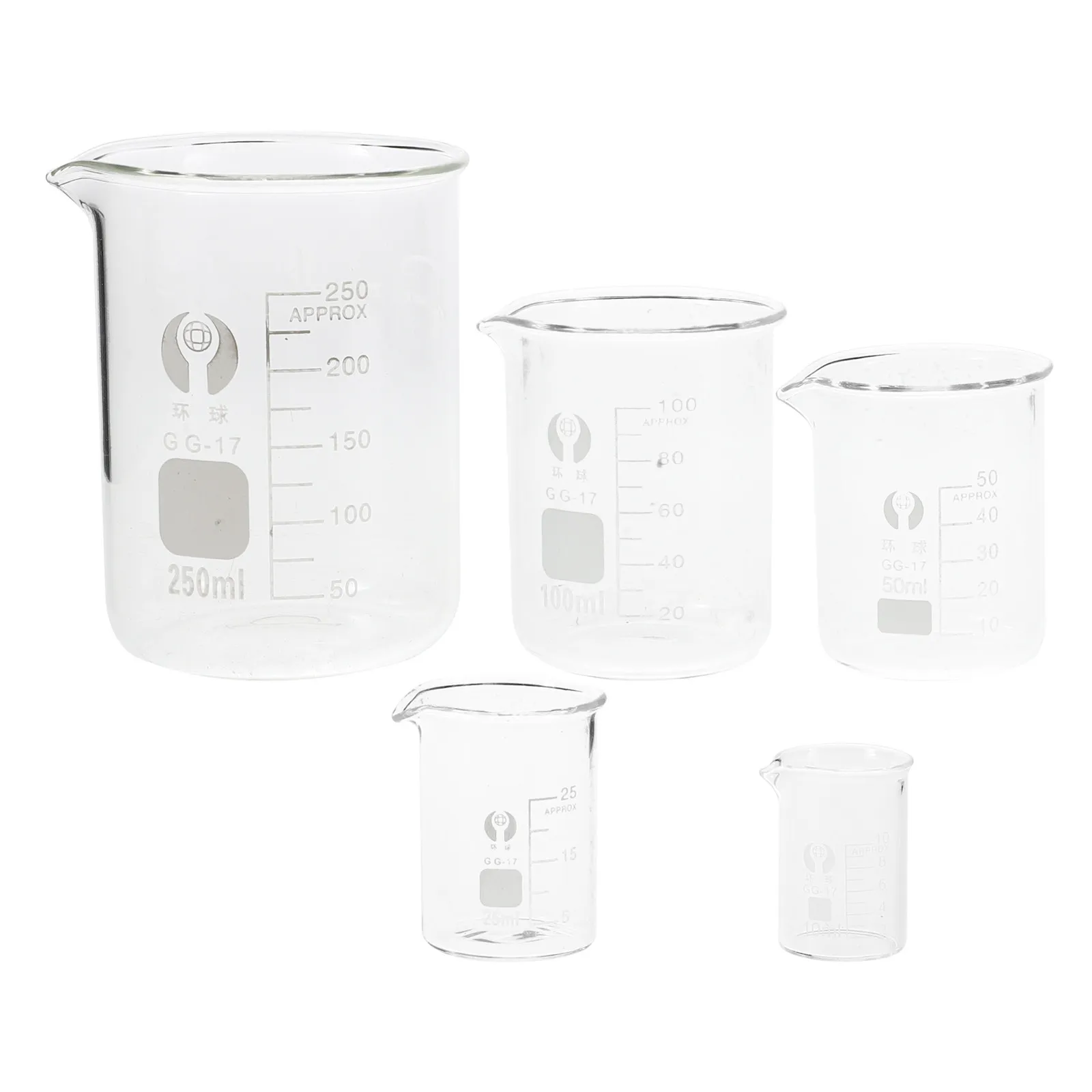 Набор из 5 стеклянных химических стаканов (бейкеров) различного объема (10 мл, 25 мл, 50 мл, 100 мл, 250 мл) высокой прозрачности с градуировкой для точных химических лабораторных измерений и смешивания
Набор из 5 стеклянных химических стаканов (бейкеров) различного объема (10 мл, 25 мл, 50 мл, 100 мл, 250 мл) высокой прозрачности с градуировкой для точных химических лабораторных измерений и смешивания