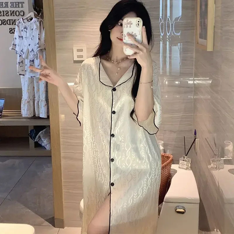 Nightgown Dresses Women's Clothing Homewear Summer Thin New Solid Color French Cool Comfortable Casual Simple Loose Large Size
Nightgown Dresses Women's Clothing Homewear Summer Thin New Solid Color French Cool Comfortable Casual Simple Loose Large Size