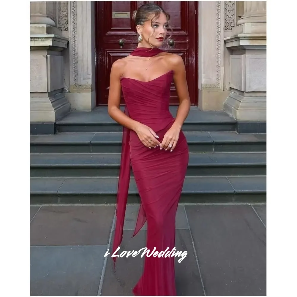 Burgundy Strapless Evening Dress 2025 Sleeveless Shawl Mermaid Floor-Length Prom Dress Pleated Wedding Party Dresses Customized
Burgundy Strapless Evening Dress 2025 Sleeveless Shawl Mermaid Floor-Length Prom Dress Pleated Wedding Party Dresses Customized