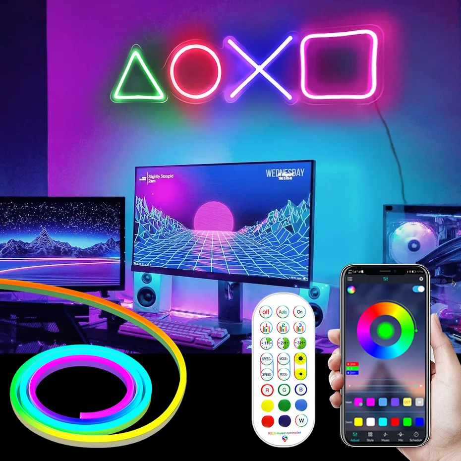 Цвет мечты светодиодные ленты RGBIC 96LEDs/M гибкие светодиодные ленты DC 12V RGB неоновая лента Bluetooth управления для дома стены украшения
Цвет мечты светодиодные ленты RGBIC 96LEDs/M гибкие светодиодные ленты DC 12V RGB неоновая лента Bluetooth управления для дома стены украшения