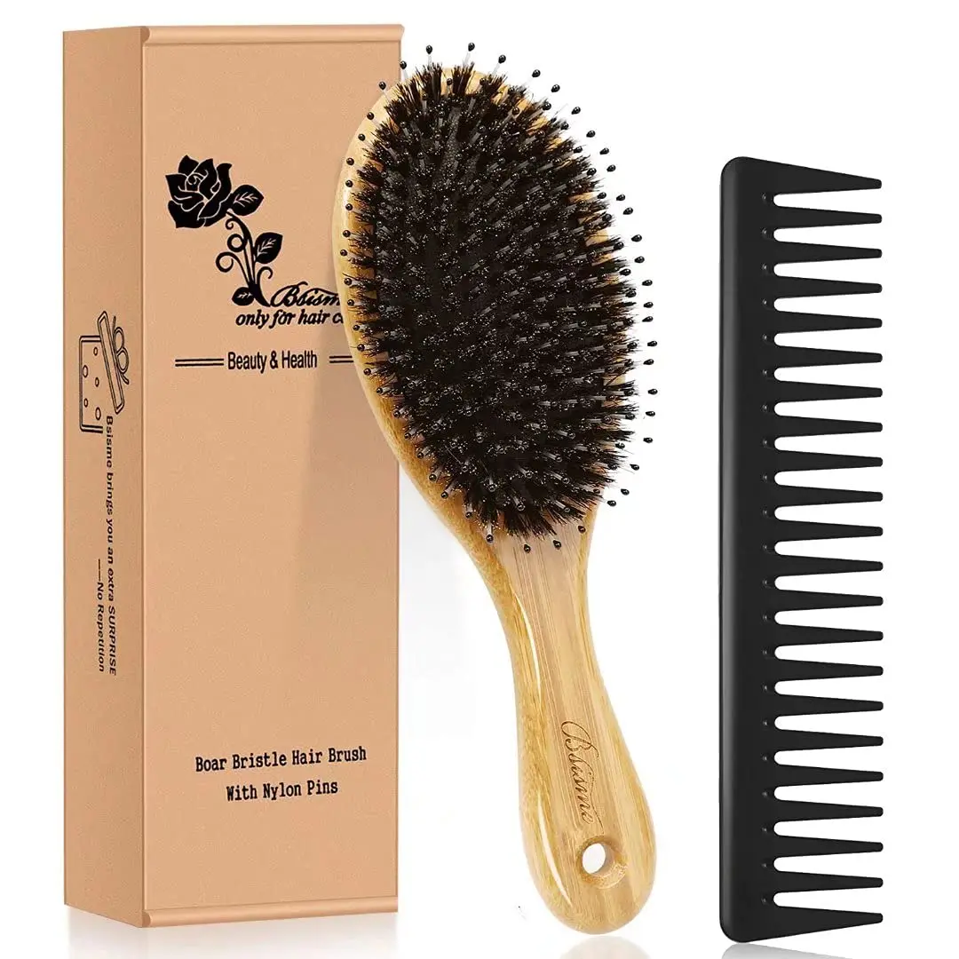 Boar Bristle Hair Brush Set for Curly Thick Long Fine Hair, Bamboo Paddle Detangler for Wet Dry Hair, Adds Shine
Boar Bristle Hair Brush Set for Curly Thick Long Fine Hair, Bamboo Paddle Detangler for Wet Dry Hair, Adds Shine