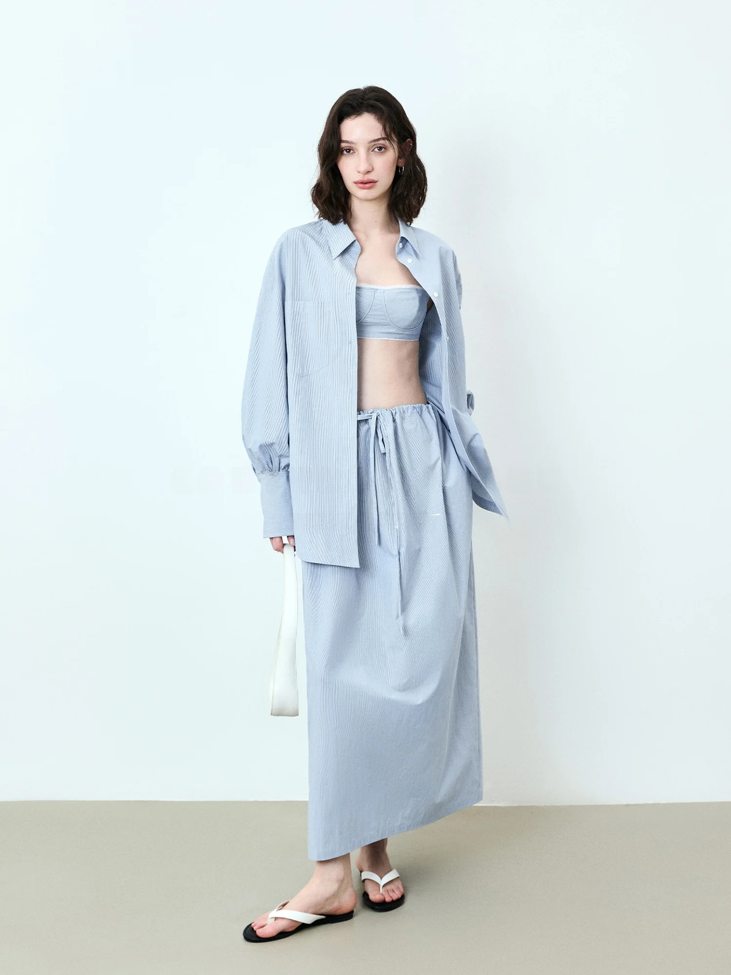 SUK Blue Flowing Clouds! Casual Loose Striped Long Sleeve Shirt And Half Skirt Set 100% Cotton Anti-Wrinkle Resistant to Defo...
SUK Blue Flowing Clouds! Casual Loose Striped Long Sleeve Shirt And Half Skirt Set 100% Cotton Anti-Wrinkle Resistant to Defo...