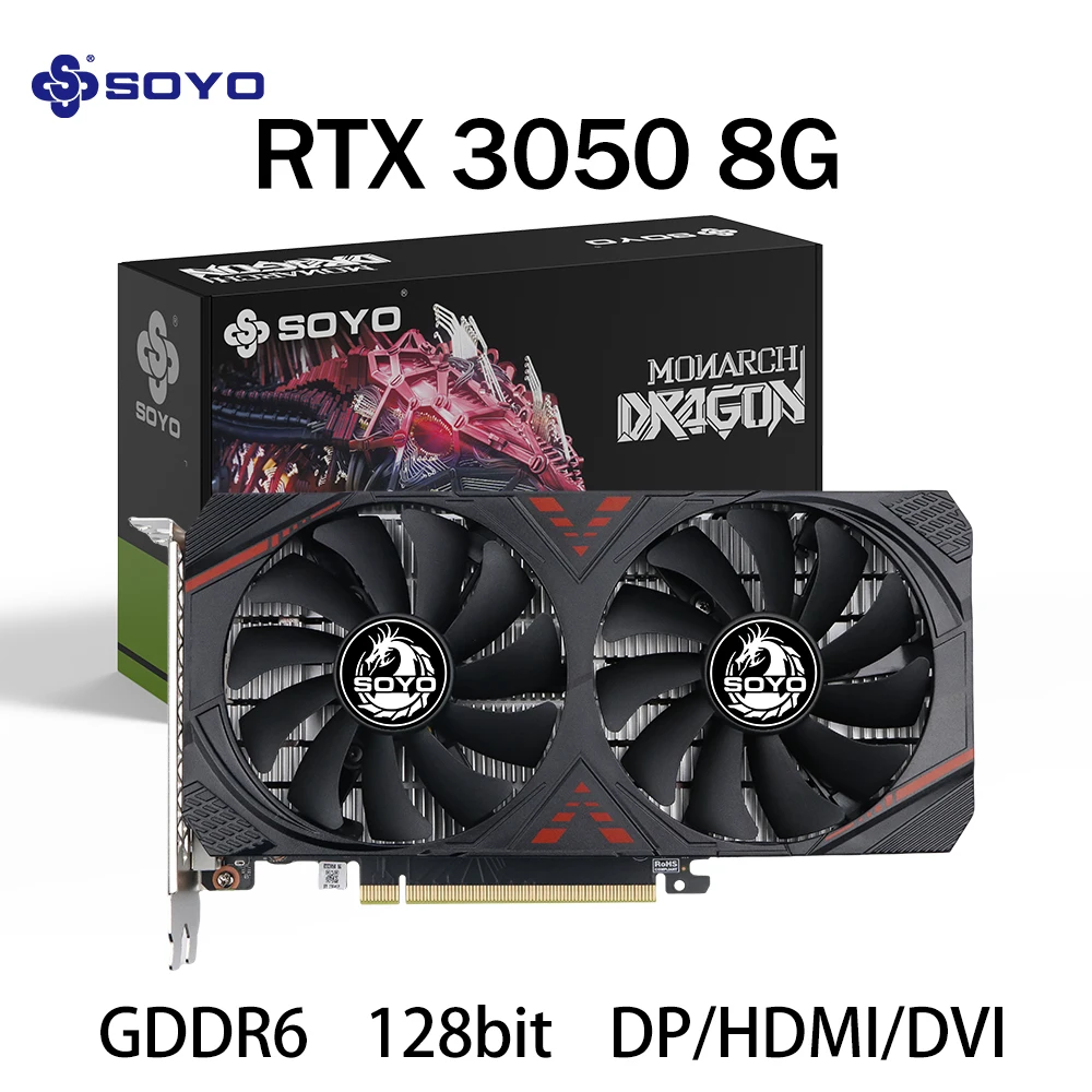 Видеокарты SOYO RTX 3050 8G GDDR6 GPU NVIDIA, компоненты для ПК, PCI Express X16 4.0, игровая видеокарта RTX3050, новинка
Видеокарты SOYO RTX 3050 8G GDDR6 GPU NVIDIA, компоненты для ПК, PCI Express X16 4.0, игровая видеокарта RTX3050, новинка