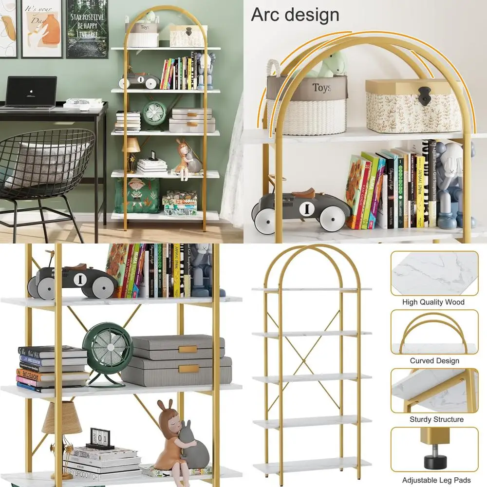 Arched Bookshelf 5 Tier Book Shelf, 31.5 Inch Width Industrial Arch Bookcase, Curved Tall Bookshelf with Open Shelves for Home O
Arched Bookshelf 5 Tier Book Shelf, 31.5 Inch Width Industrial Arch Bookcase, Curved Tall Bookshelf with Open Shelves for Home O