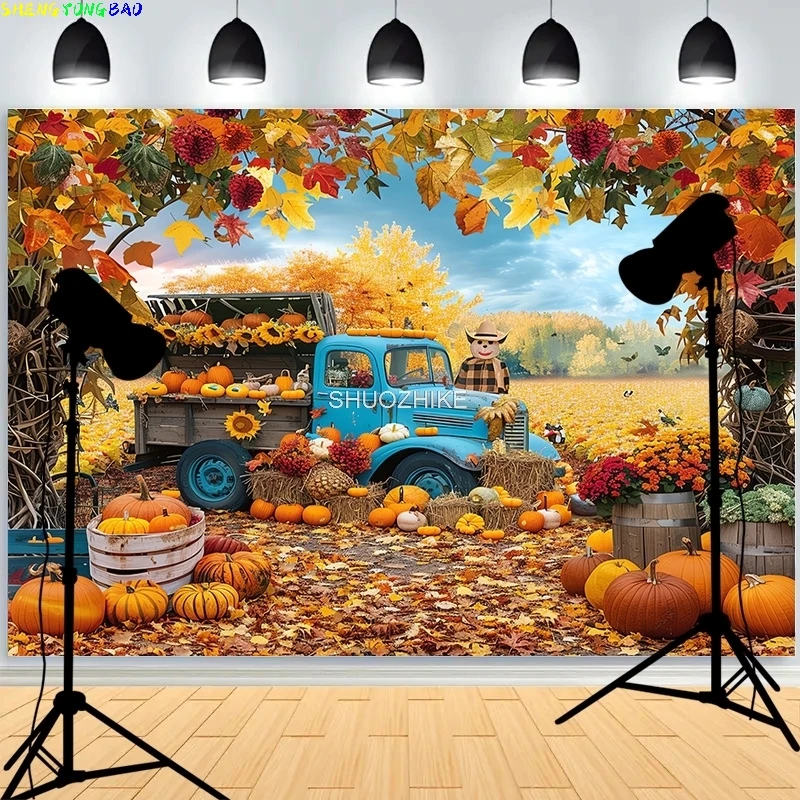 Autumnal Pumpkins Farm Photography Backdrops Props Halloween Fall Field Maple Leaf Scarecrow Fence Background FM-02 
Autumnal Pumpkins Farm Photography Backdrops Props Halloween Fall Field Maple Leaf Scarecrow Fence Background FM-02