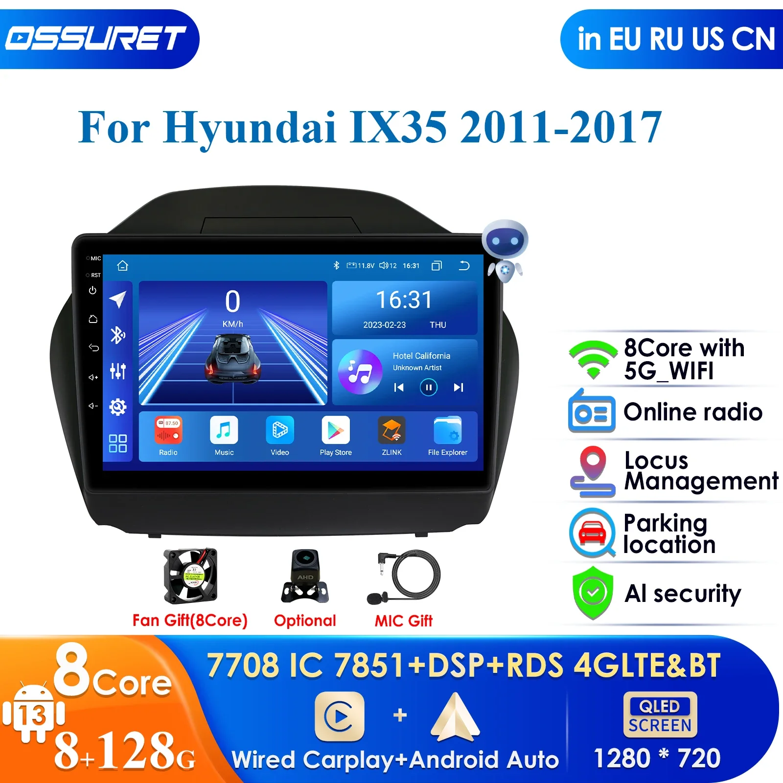 Car Intelligent Systems Carplay 4G DSP 2din Android Car Radio Multimedia Video Player GPS for Hyundai Tucson 2 LM IX35 2009-2015
Car Intelligent Systems Carplay 4G DSP 2din Android Car Radio Multimedia Video Player GPS for Hyundai Tucson 2 LM IX35 2009-2015