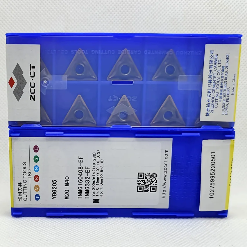 TNMG160404-EF YBG202/TNMG160408-EF YBG202/TNMG160404-EF YBG205/TNMG160408-EF YBG205 ZCC.CT CNC carbide turning inserts 10pcs/box
TNMG160404-EF YBG202/TNMG160408-EF YBG202/TNMG160404-EF YBG205/TNMG160408-EF YBG205 ZCC.CT CNC carbide turning inserts 10pcs/box