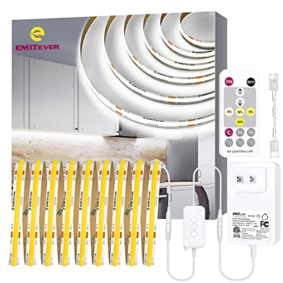 LED Strip Light 16.4ft 24V DC COB Dimmable Tape Lights with RF Controller Premium High Density Power Adapter 1600LEDs Suitable
LED Strip Light 16.4ft 24V DC COB Dimmable Tape Lights with RF Controller Premium High Density Power Adapter 1600LEDs Suitable
