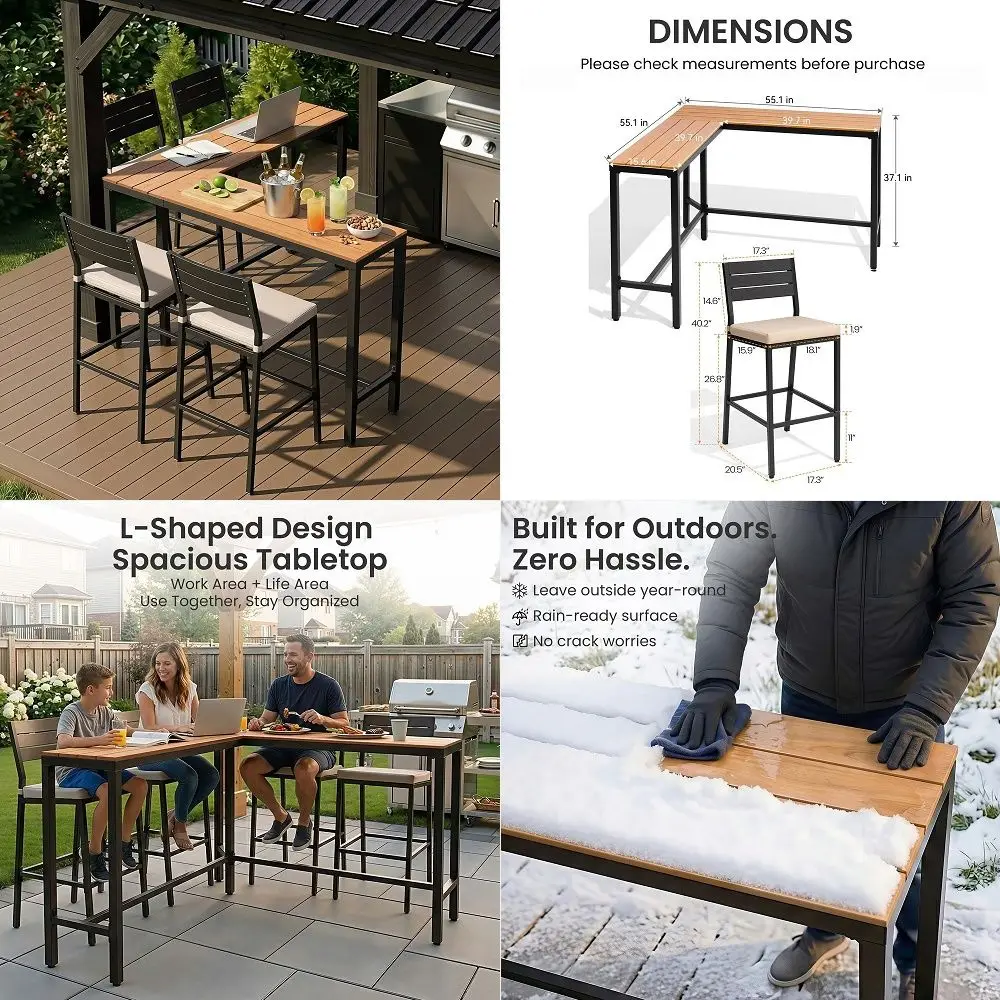 Bar Table Set 3 Piece, HDPE Patio Bar Height Furniture Set with 2 Chairs, Small Space Patio Furniture, Weather Resistant Balcon
Bar Table Set 3 Piece, HDPE Patio Bar Height Furniture Set with 2 Chairs, Small Space Patio Furniture, Weather Resistant Balcon