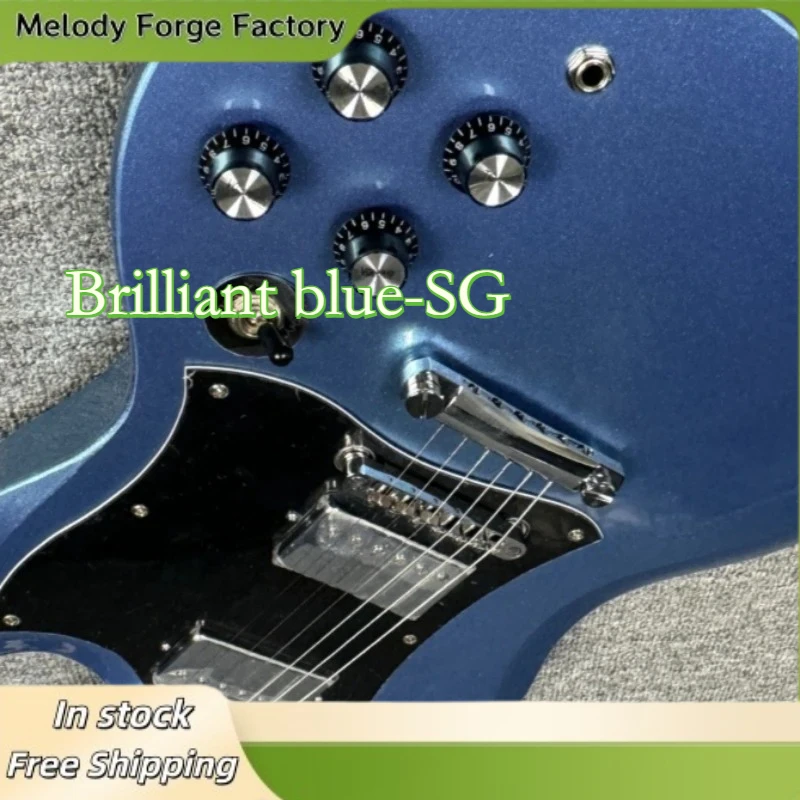 Bright Blue SGQ Electric Guitar HH Pickups Silver TOM Fixed Bridge Strong Explosive Power
Bright Blue SGQ Electric Guitar HH Pickups Silver TOM Fixed Bridge Strong Explosive Power