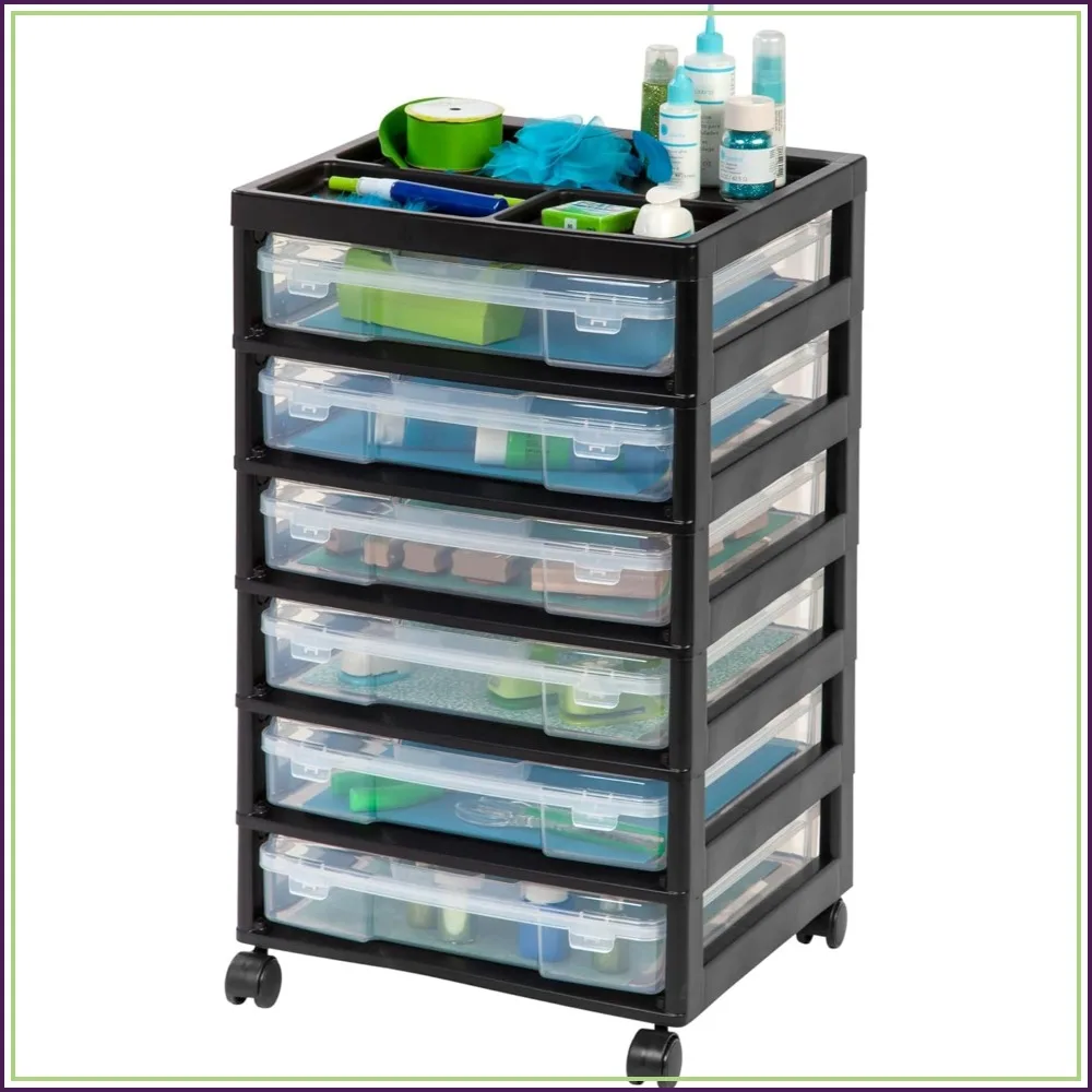 6-Tier Rolling Storage Cart for 12x12 Paper, Clear Cases with Handle, Black
6-Tier Rolling Storage Cart for 12x12 Paper, Clear Cases with Handle, Black
