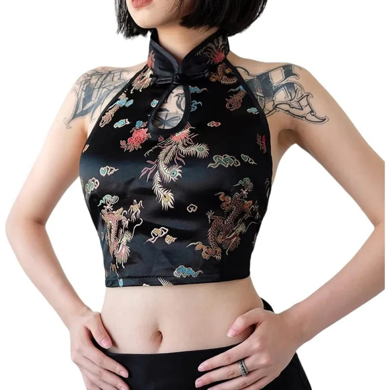 Women's Sleeveless Halter Tie Embroidery Crop Cami Shirt Top Chinese cheongsam short top
Women's Sleeveless Halter Tie Embroidery Crop Cami Shirt Top Chinese cheongsam short top