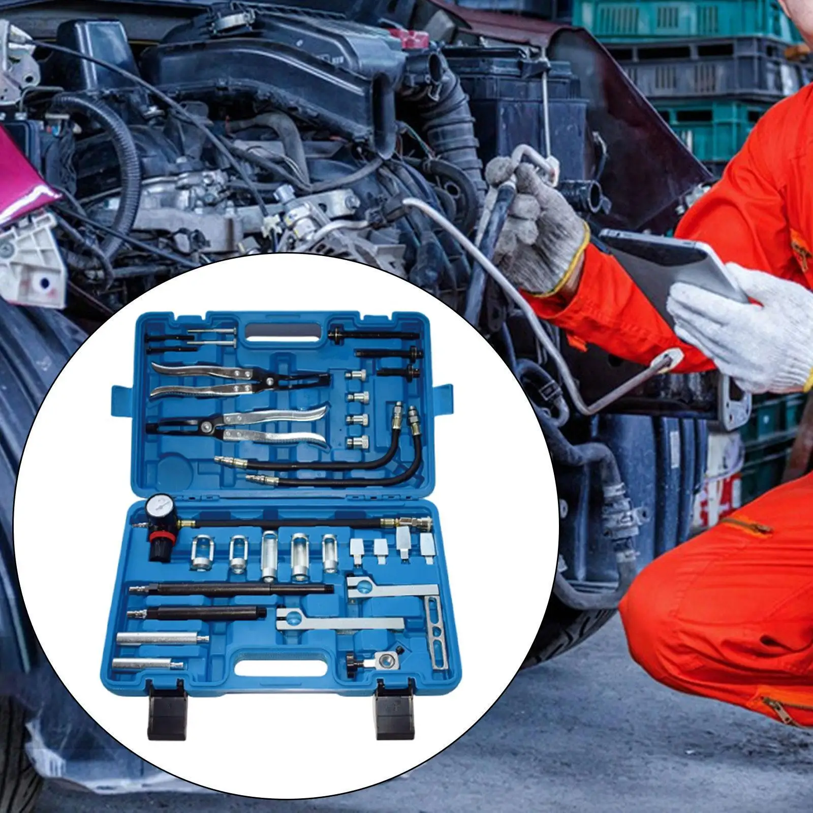 Valve Spring Compressor Sturdy Steel Removal Tool Car Engine Repair Kit with Storage Box for BMW Cylinder Head Maintenance
Valve Spring Compressor Sturdy Steel Removal Tool Car Engine Repair Kit with Storage Box for BMW Cylinder Head Maintenance