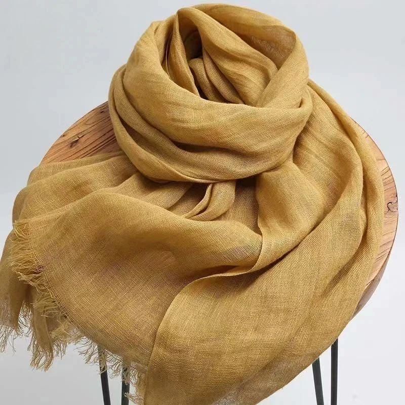 100% Pure linen scarf for women 2026 autumn winter Japanese style solid neck scarves bohemian nature long scarf with tassels
100% Pure linen scarf for women 2026 autumn winter Japanese style solid neck scarves bohemian nature long scarf with tassels