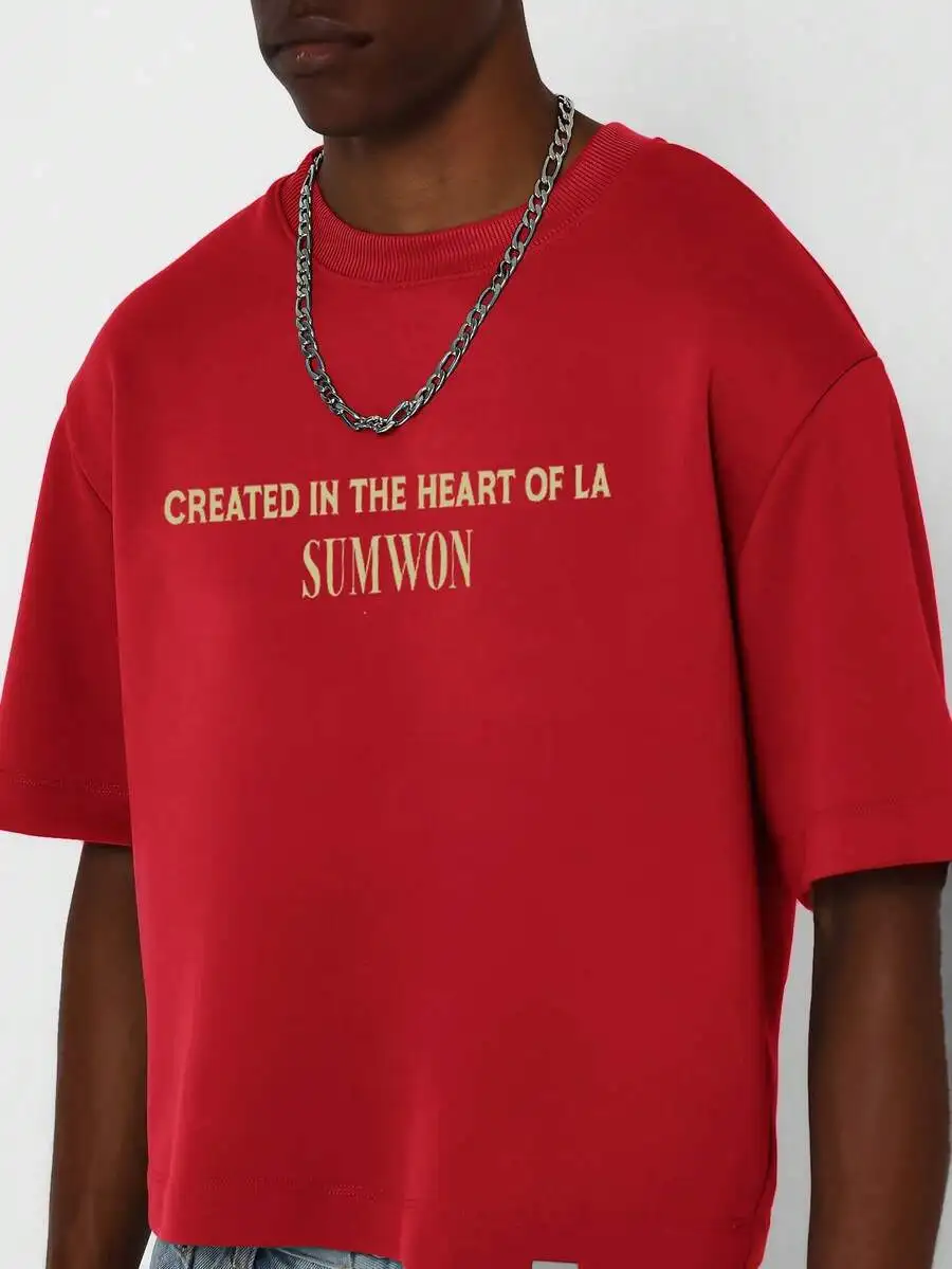 Red Short Sleeve Graphic Print Tee With Round Neck
Red Short Sleeve Graphic Print Tee With Round Neck